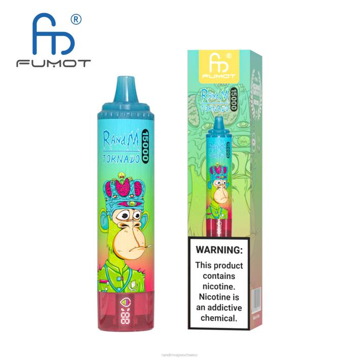 RandM Tornado Schweiz | Fumot RandM Tornado 00P223 15000 Vape-Gerät mit Akku und E-Liquid-Display Version 1 Ananaseis